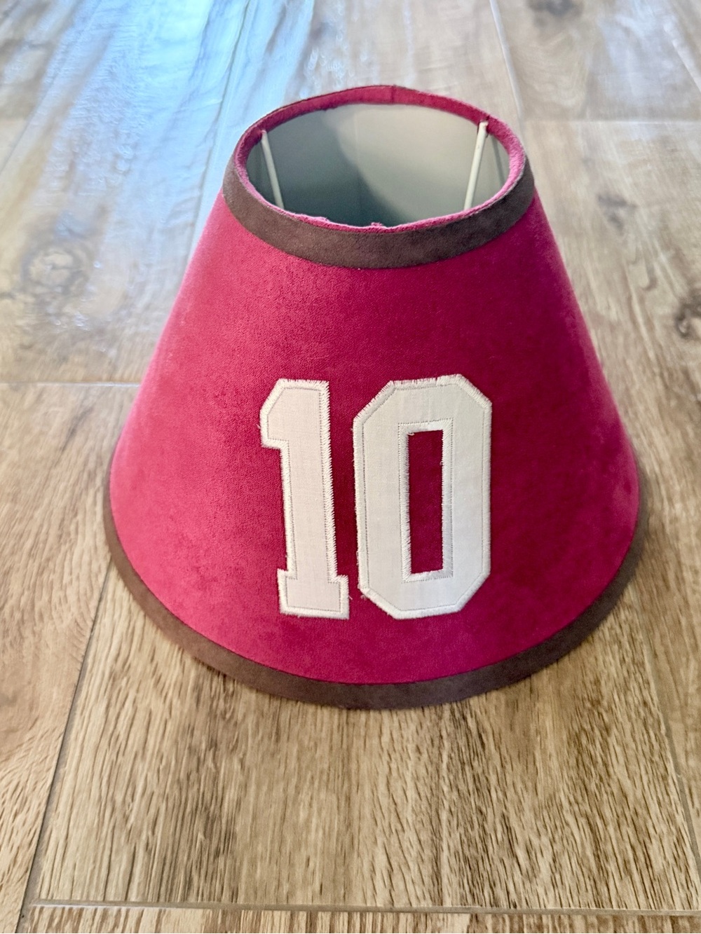 Kids Sports Red and Brown Number 10 Suede Fabric Lamp Shade